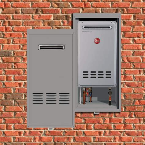 water heater hooked to a metal enclosure|outside tankless water heater enclosures.